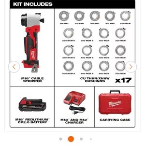 Milwaukee M18 Cordless Cable Stripper Kit — Red/Black NEW